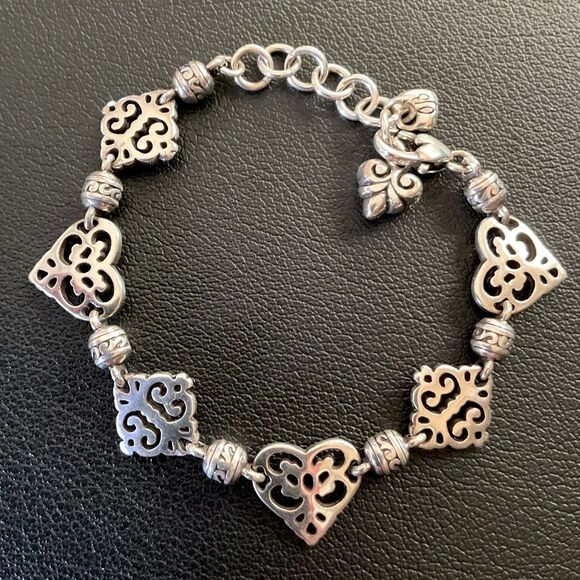 Brighton "GENEVA HEARTS" Filigree Open Scrollwork bracelet! Silver Plated - Picture 1 of 4